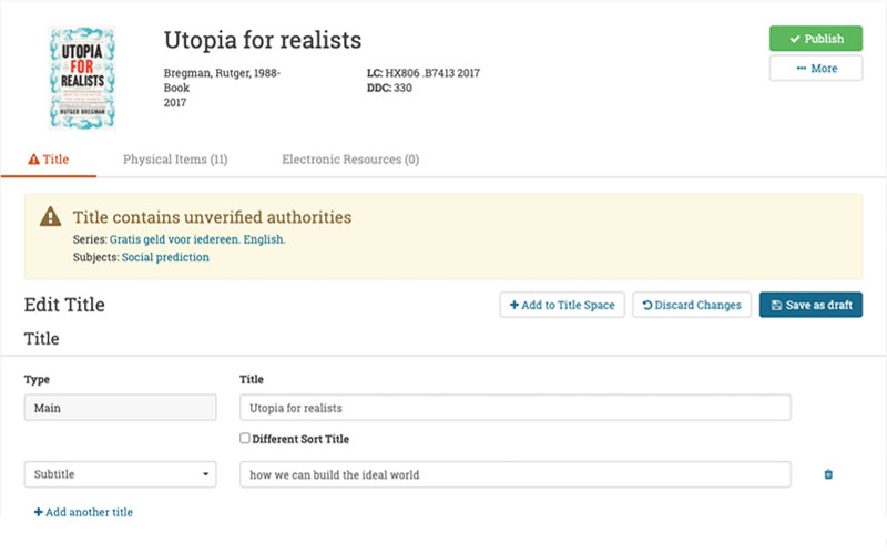 Modern Cataloging application
